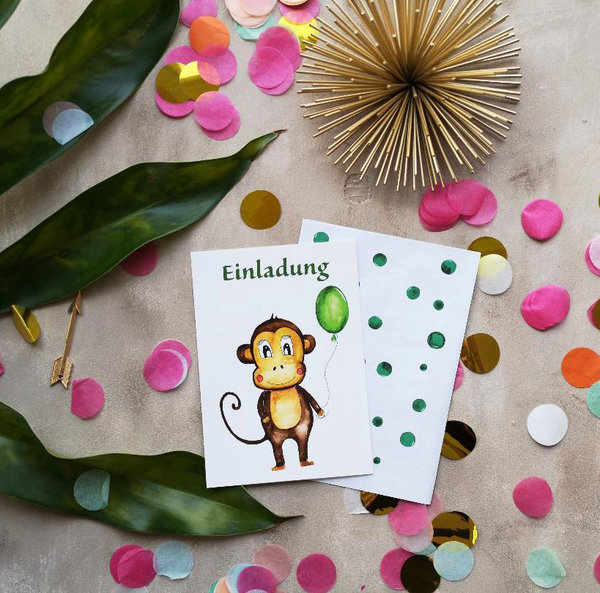 Einladungskarten Kindergeburtstag Affe