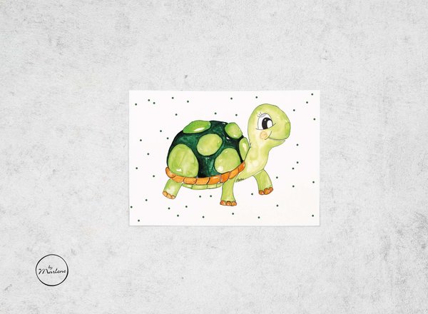 Postkarte Schildkröte für Kinder
