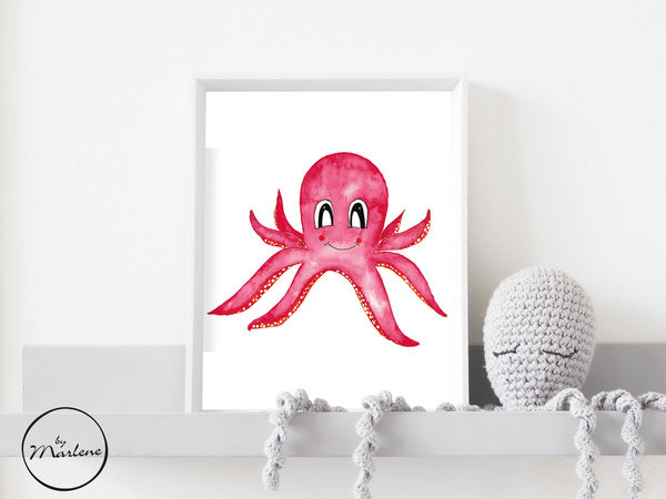 Kinderzimmer Poster Oktopus