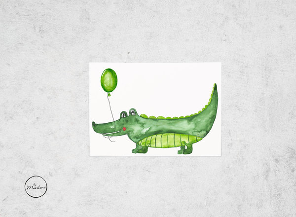 Postkarte Krokodil für Kinder