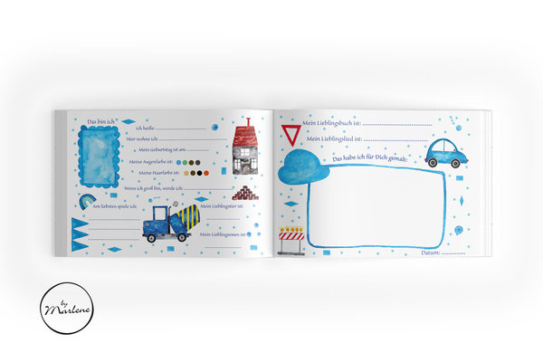 Freundebuch Kinder Baustelle  für Kindergarten Kinder und Schulkinder